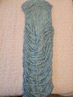 Source Unknown Light Teal Ruched Midi Dress